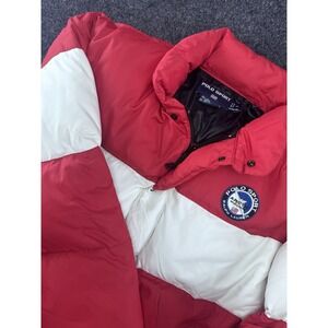 Vintage Polo Sport Arctic Challenge Puffer Jacket Red White XL Down